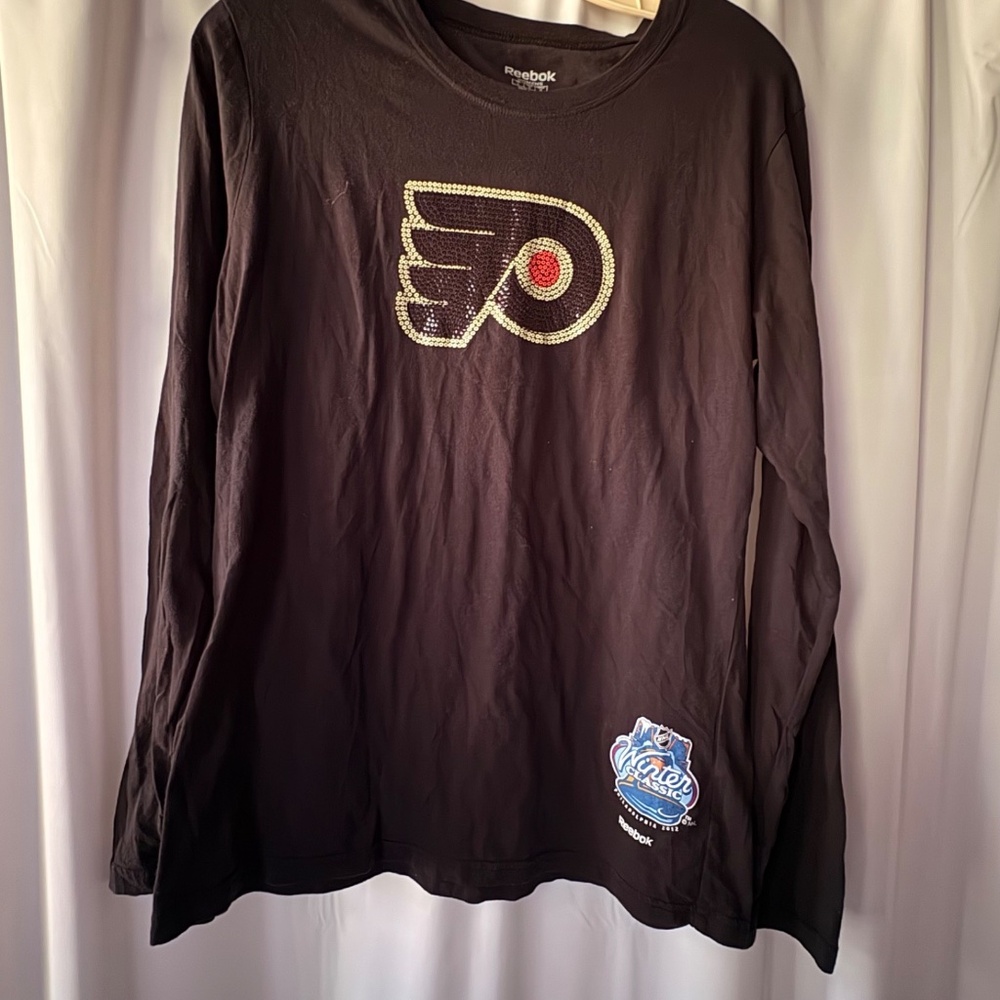 Reebok - Philadelphia Flyers Long Sleeve T-Shirt - Embossed Beaded Women's L